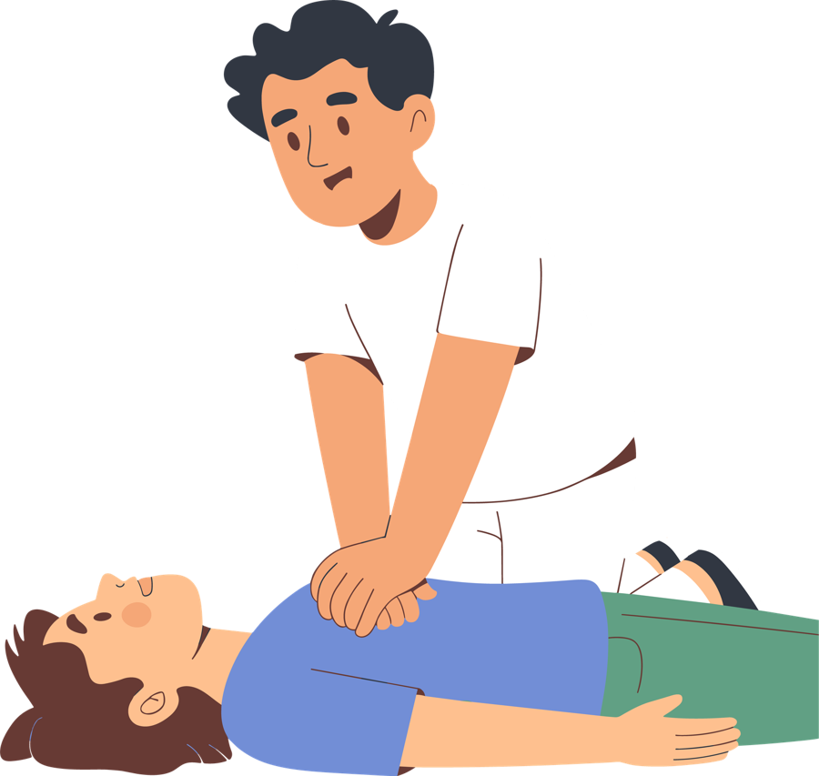 Rescuer giving chest compressions