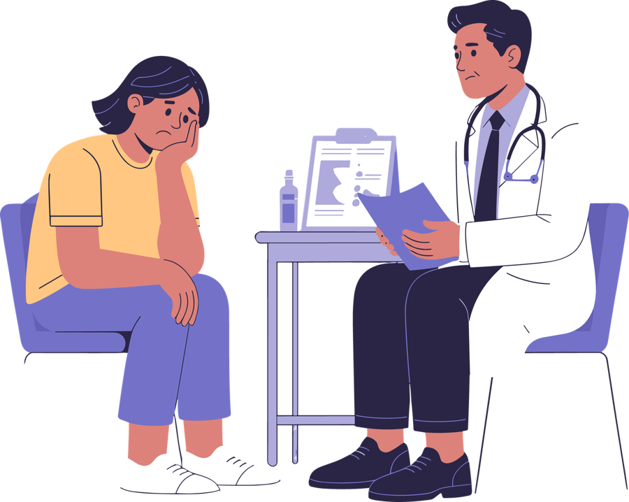 Clinician assessing a patient