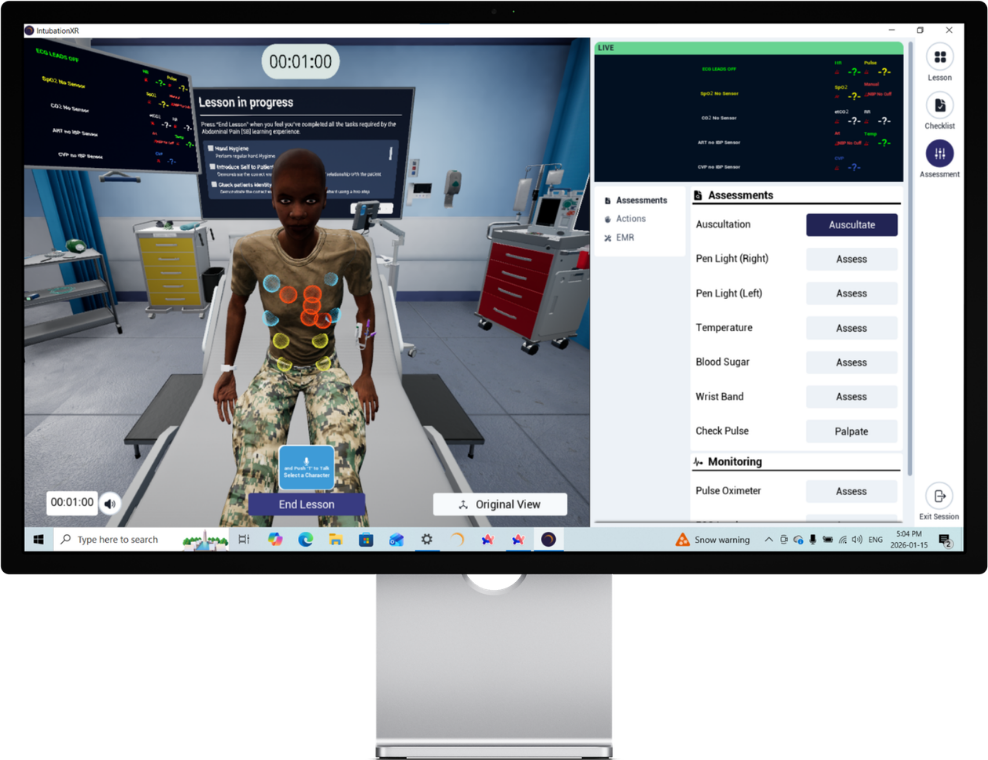OnScreen learning experience in progress, shown on a monitor