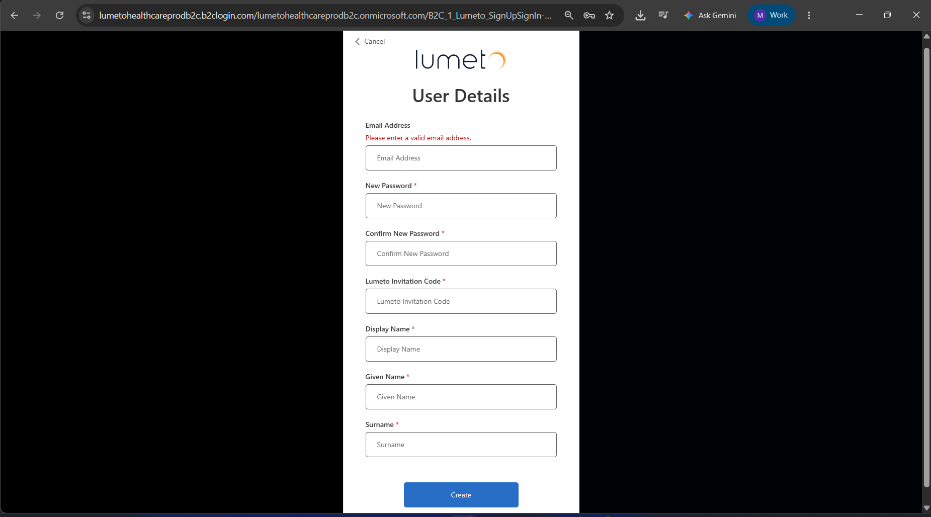 InvolveXR sign-up form with the Invitation Code field