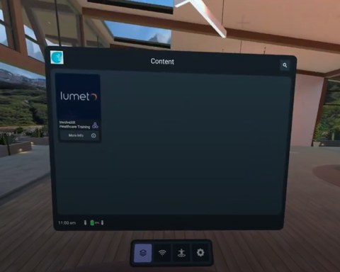 Meta Quest home screen with the app menu and toolbar