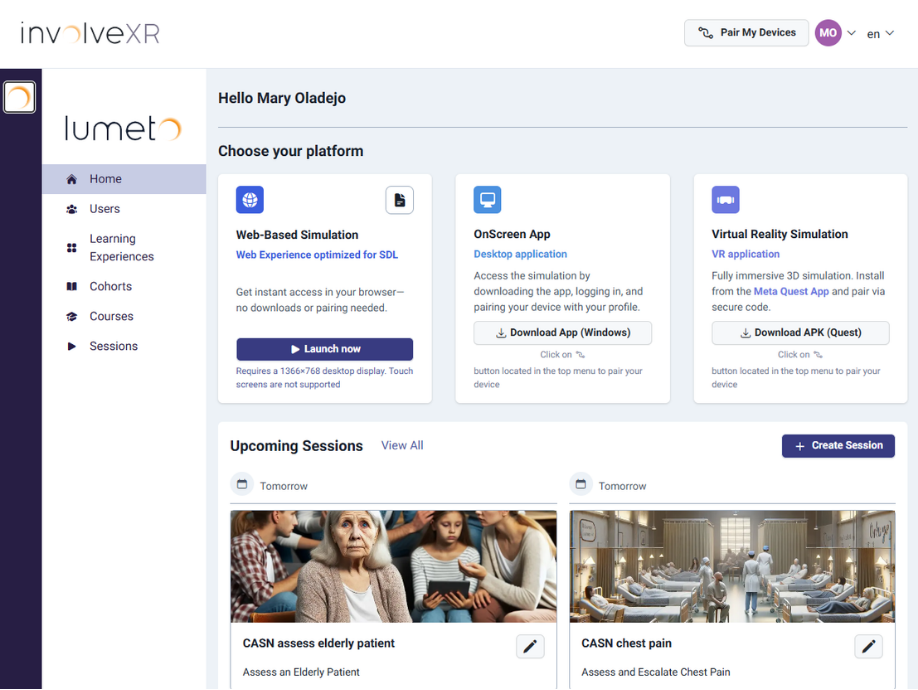 InvolveXR Web Portal