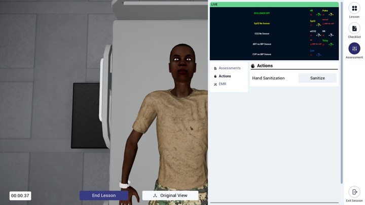 Assessment tab open in the side menu with actions listed