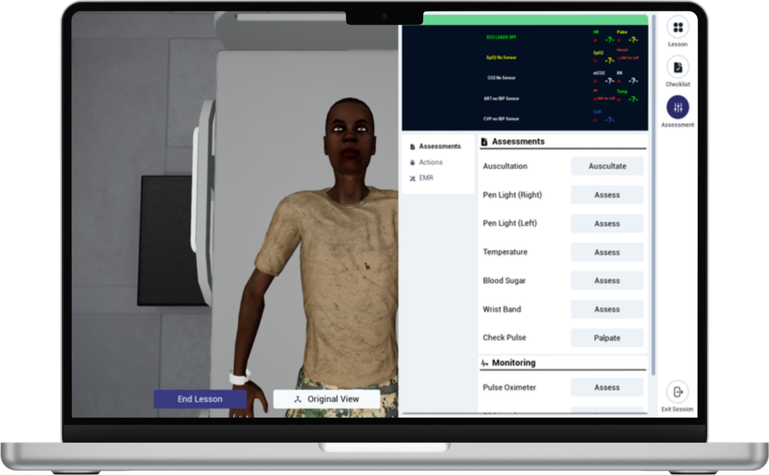 InvolveXR OnScreen scenario on a laptop with the side menu open