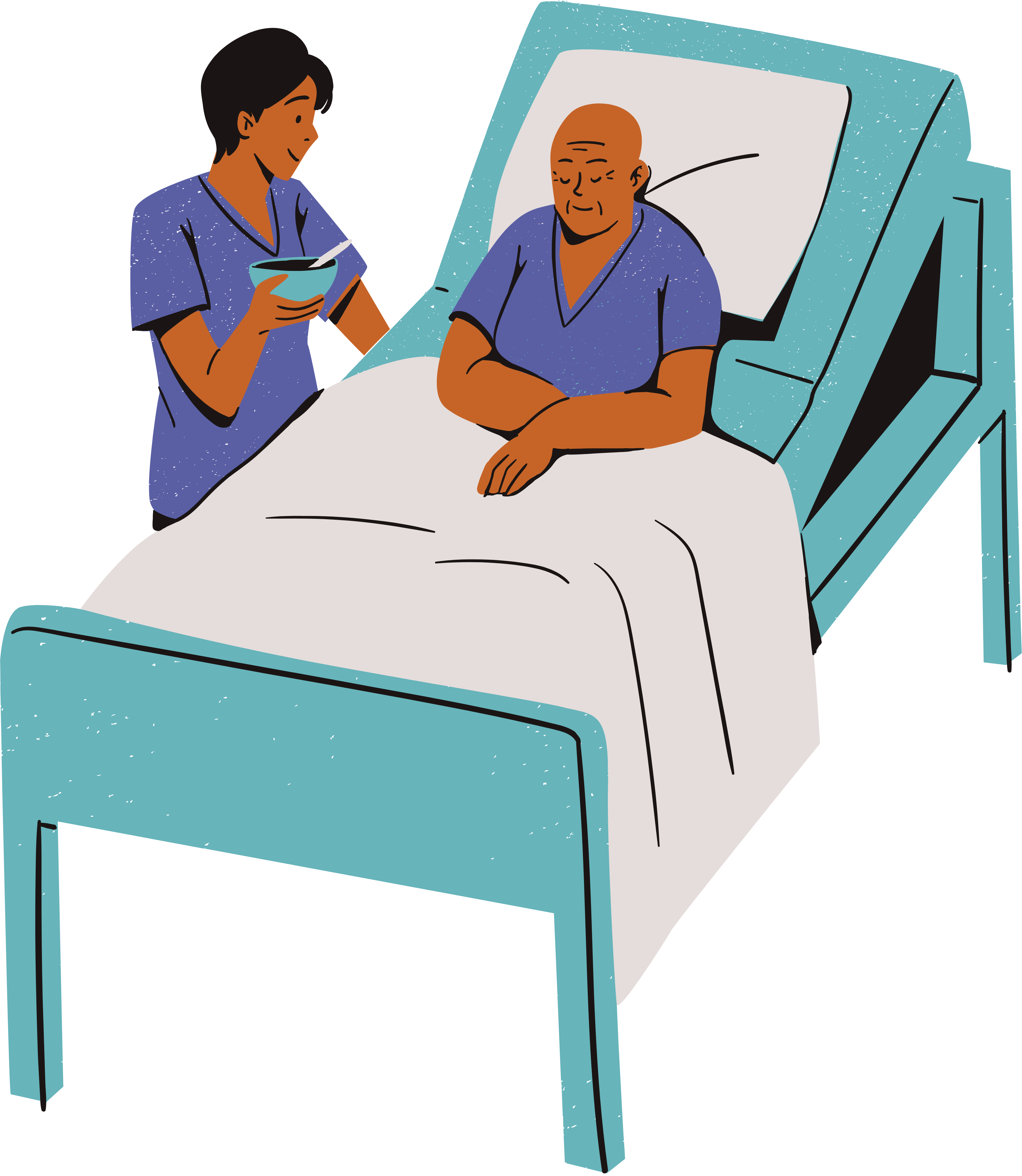 Nurse assessing a patient at the bedside