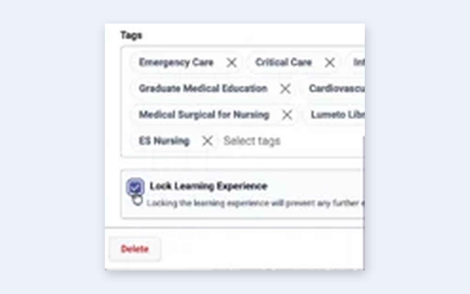 Lock Learning Experience option in the Edit Details window
