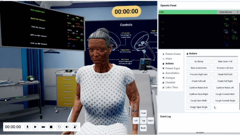 Patient in a session, with the cough actions in the Operator Panel