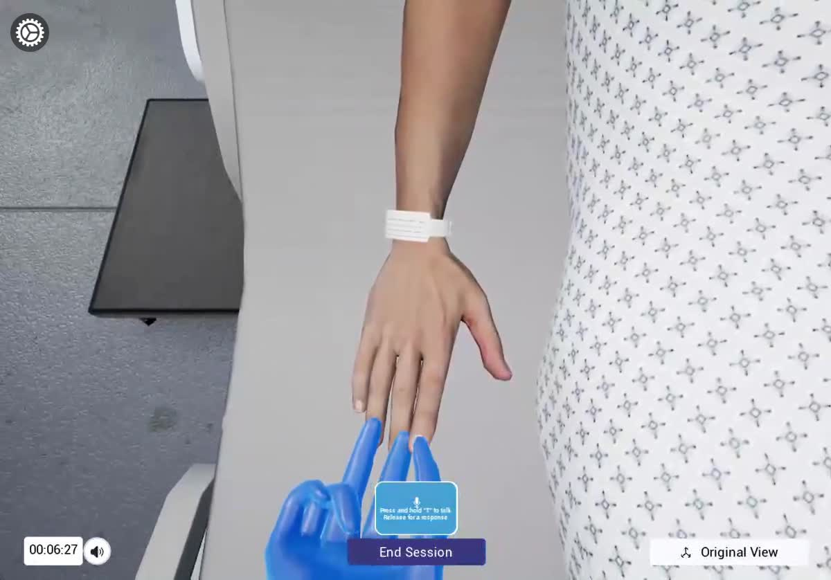 Capillary refill assessment playing on the patient's finger