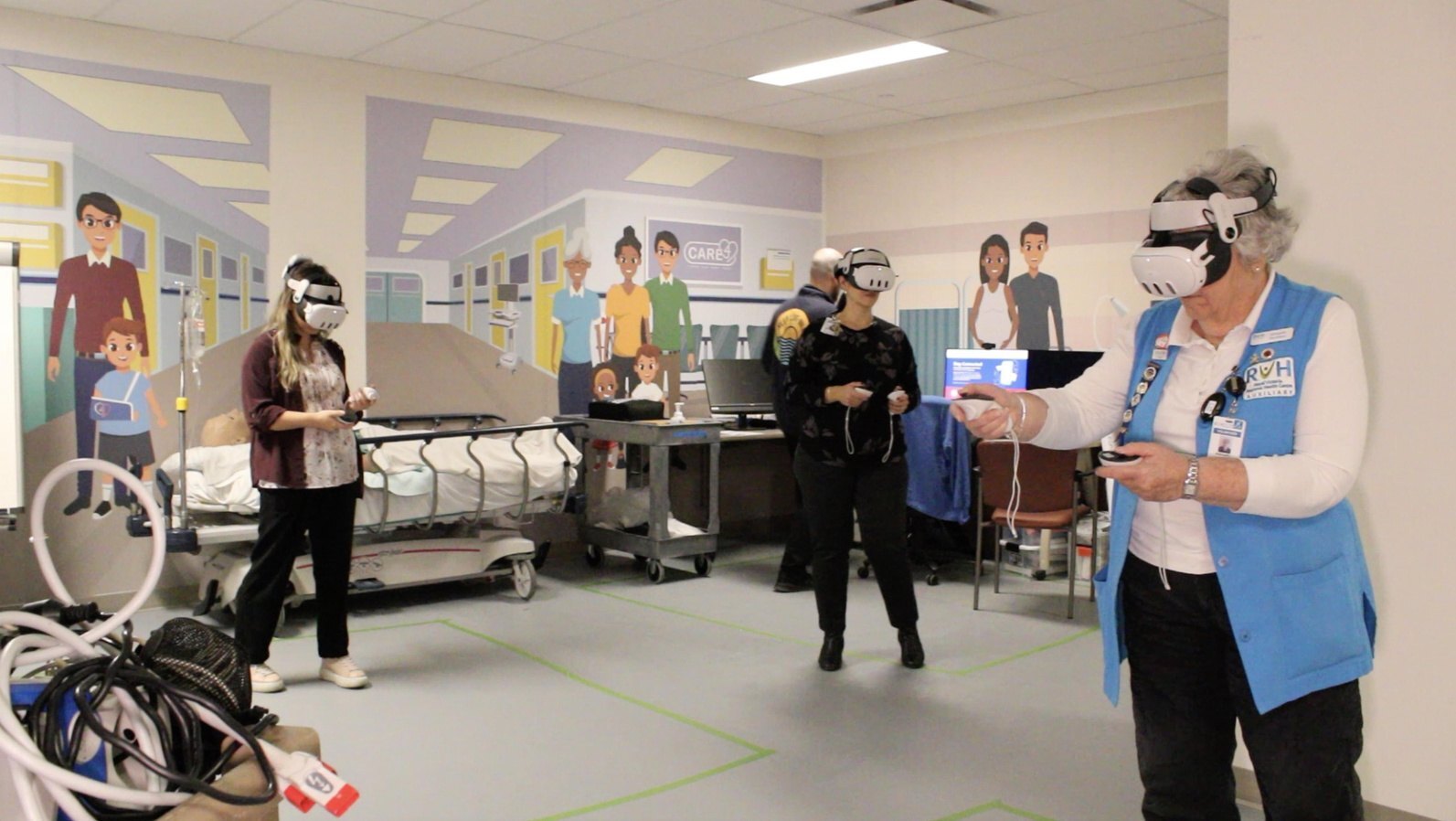 Learners in VR headsets during a training session