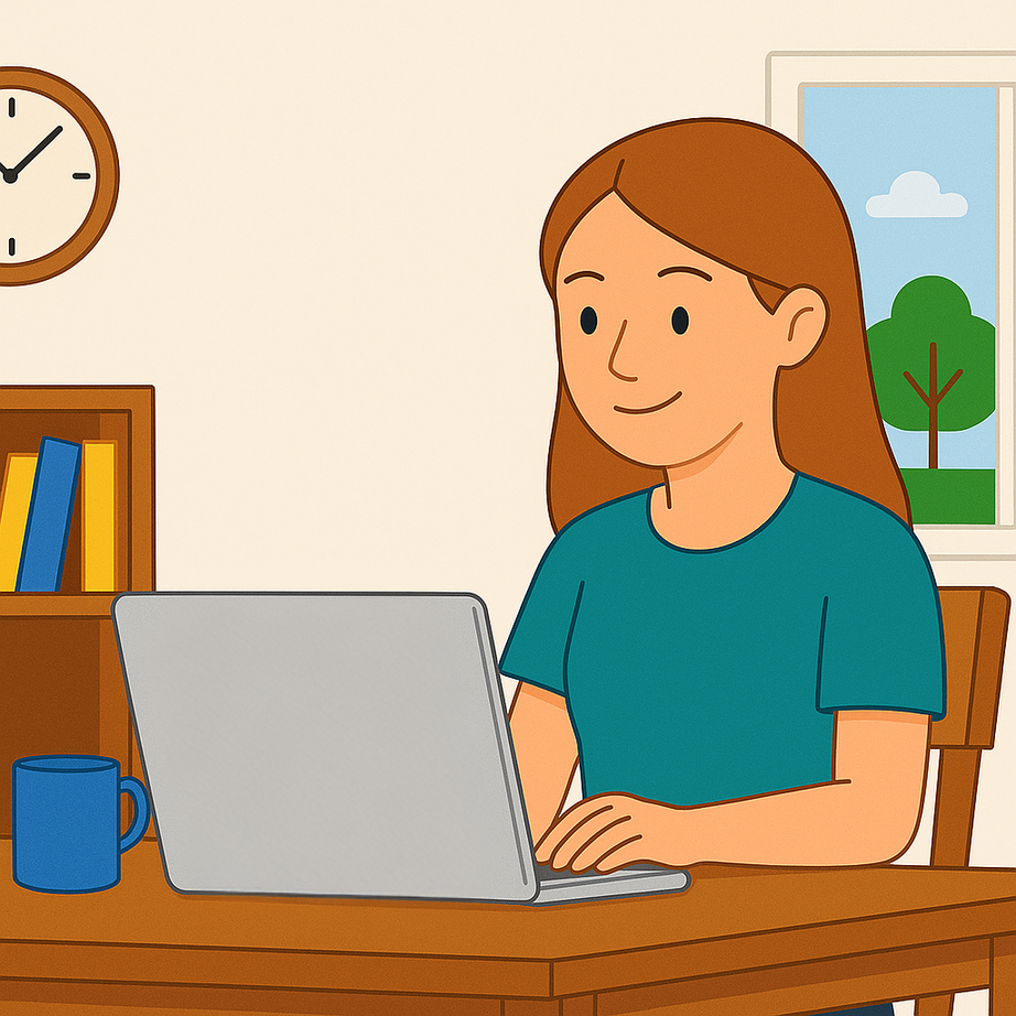 Illustration of a learner on a laptop