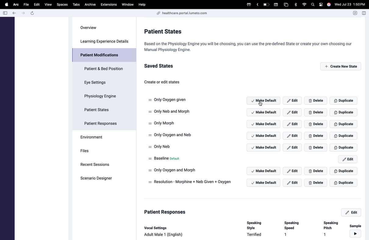 List of patient states