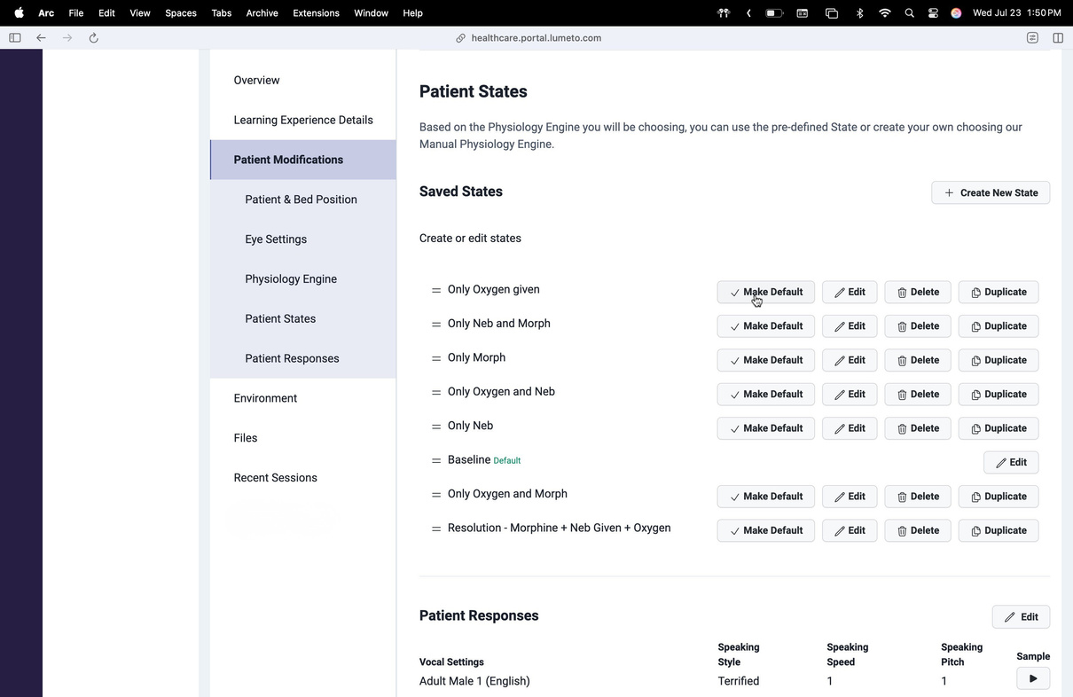Edit Patient State window