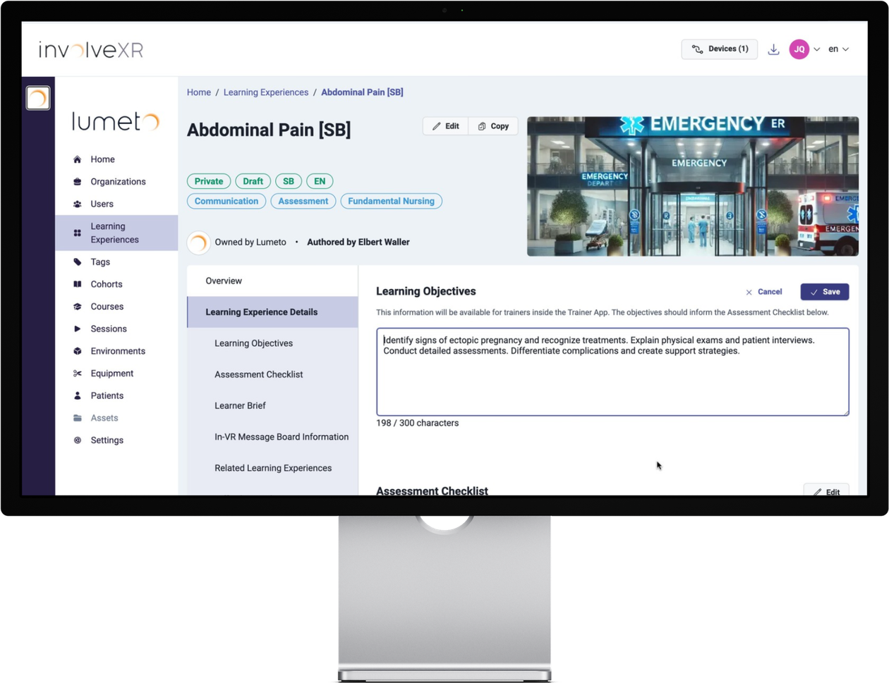 Case open in the Web Portal authoring tool on a monitor