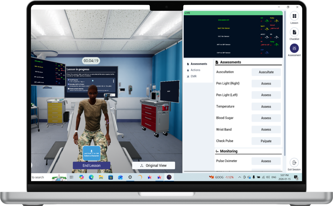 OnScreen scenario with the side menu open on a laptop