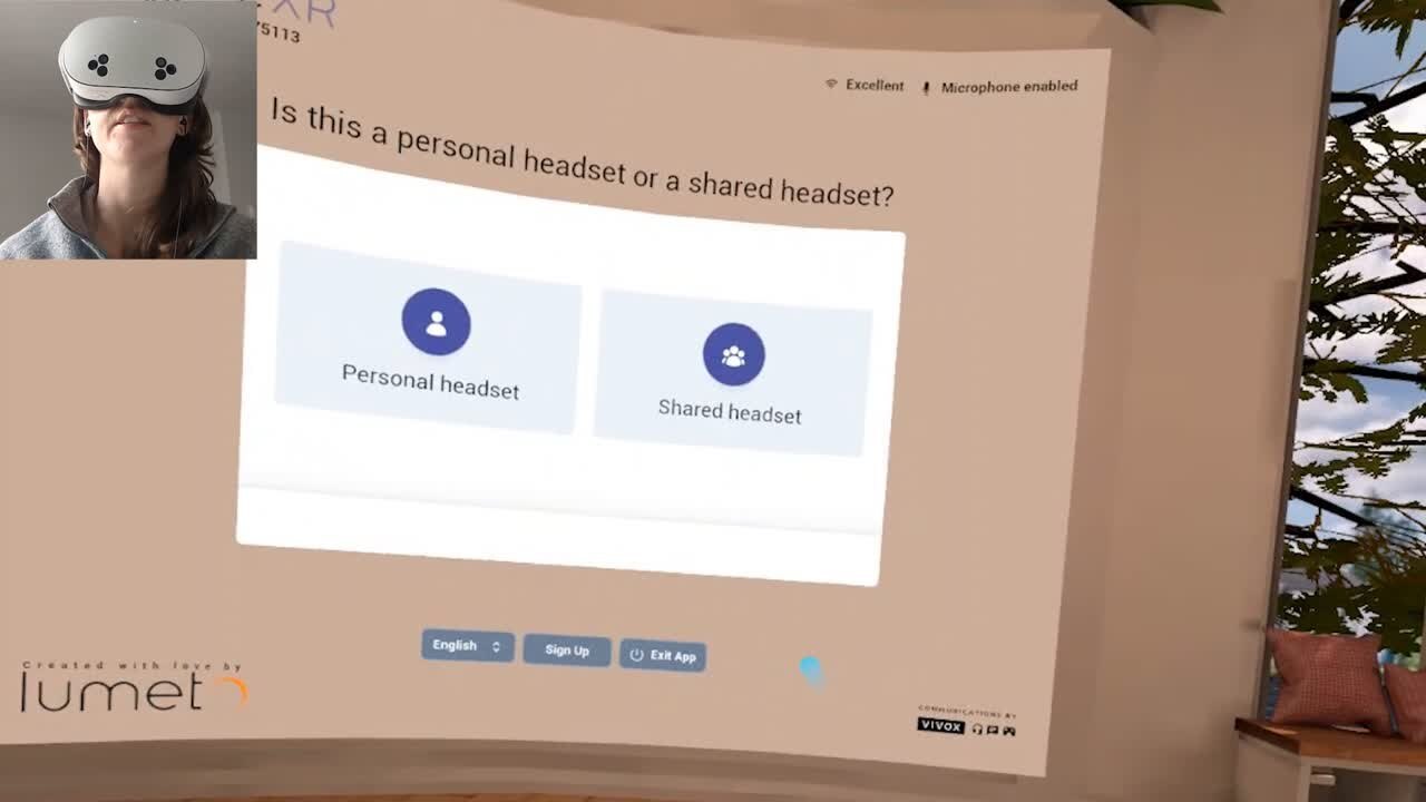 Pairing screen shown inside the headset