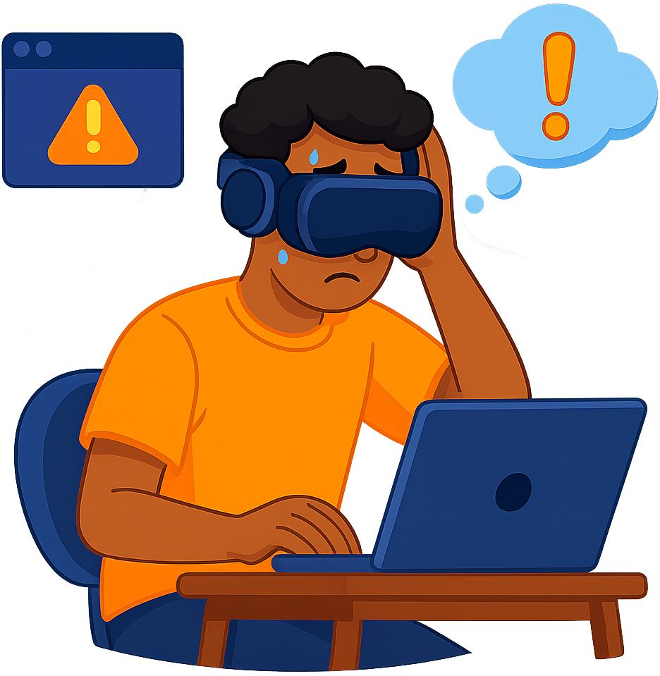 Illustration of a learner with a connection warning