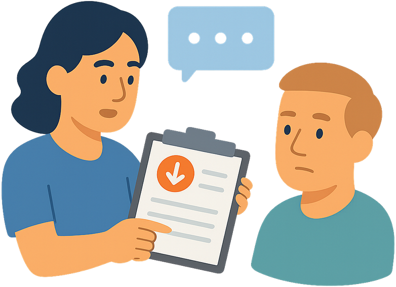 Illustration of a clinician reviewing a patient chart